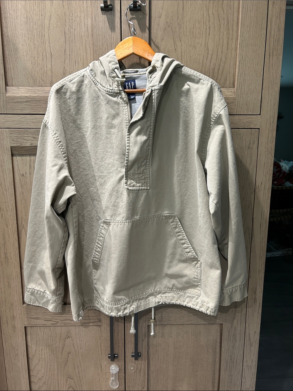 90's GAP Hooded CanvasPullover - Beige